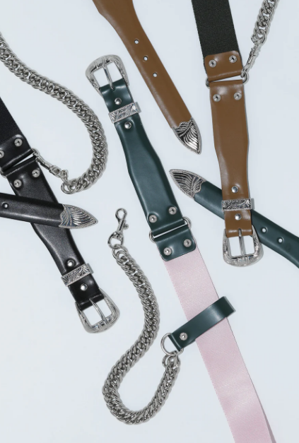 TOGA LEATHER NYLON BELT WITH CHAIN TZ251-AH953