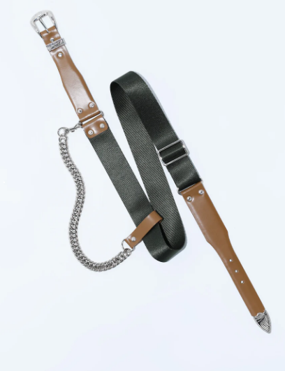 TOGA LEATHER NYLON BELT WITH CHAIN TZ251-AH953